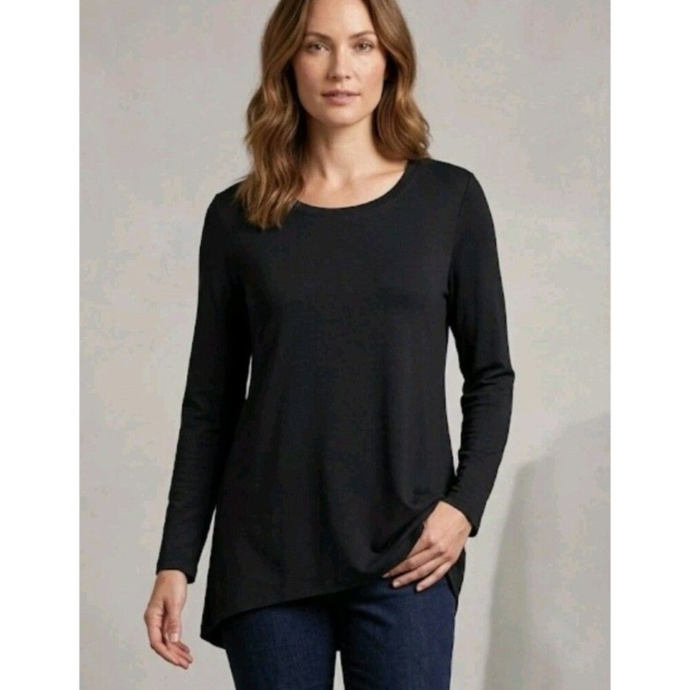Soft Surroundings Blouse Size S Black Long Sleeve